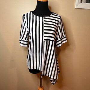 Gracia Statement Shirt with Asymmetrical side detail Size S Stretchy Upscale Top
